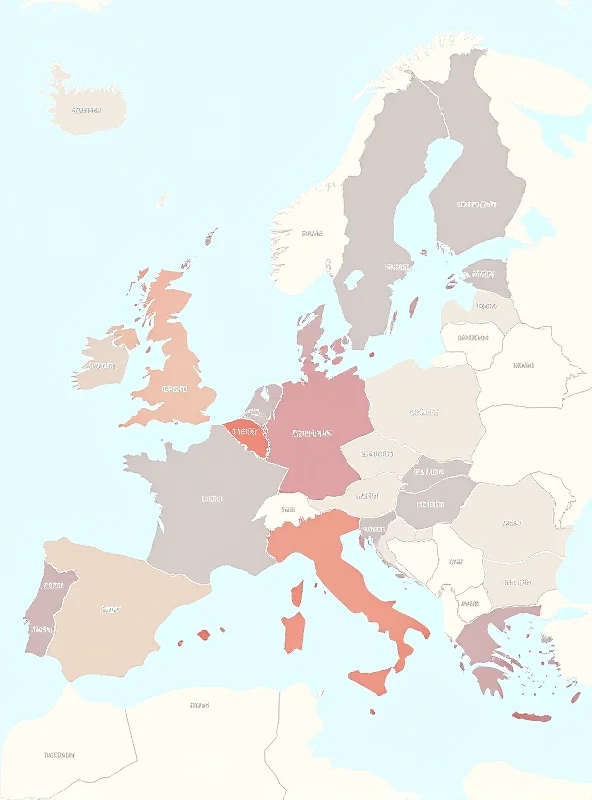 Map of Schengen Area in Europe