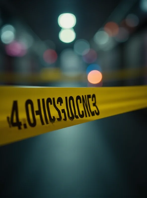 Police line tape with blurred background