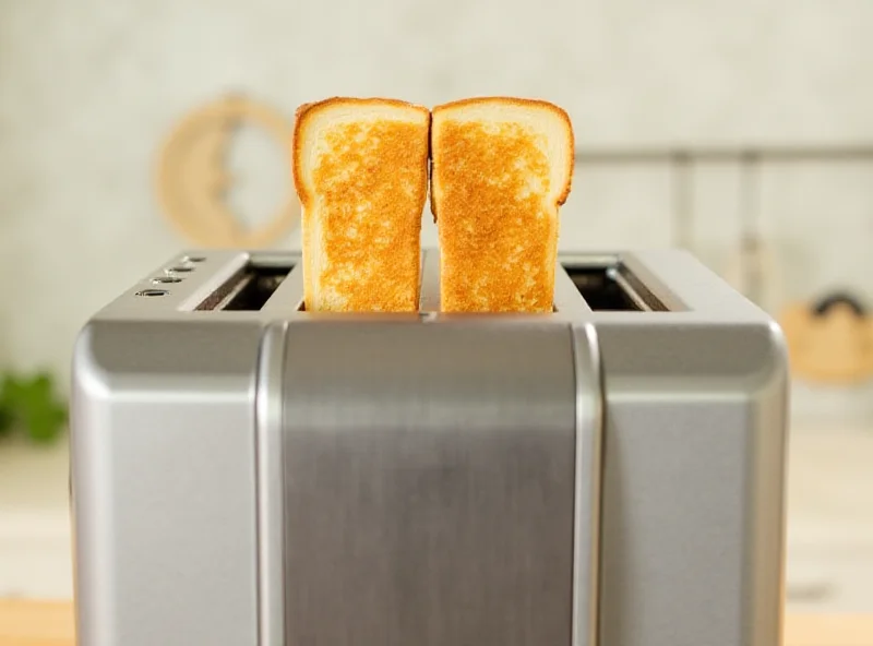 Vertical toaster toasting bread