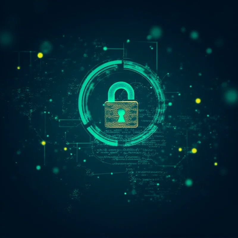 Image of a computer screen with lines of code and a padlock symbol, representing cybersecurity.