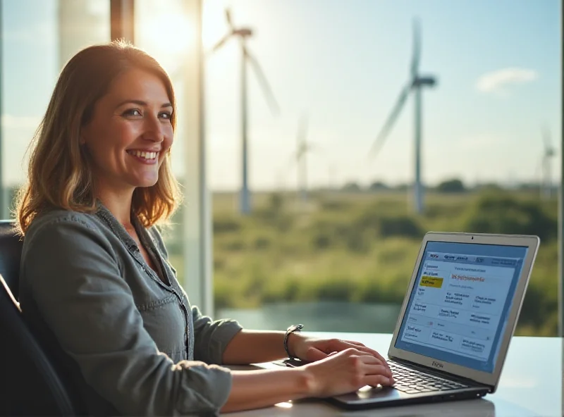 Illustration of a person comparing electricity rates on a laptop.
