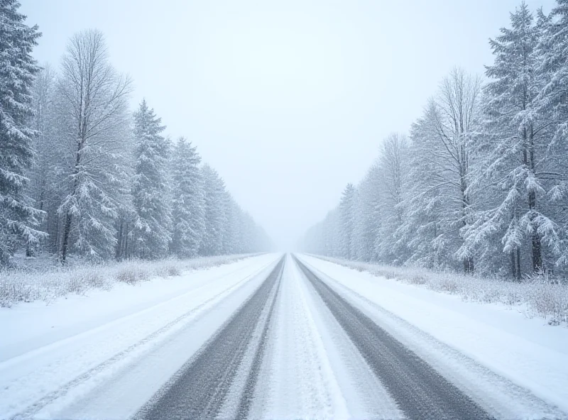 Snow-covered road in Poland