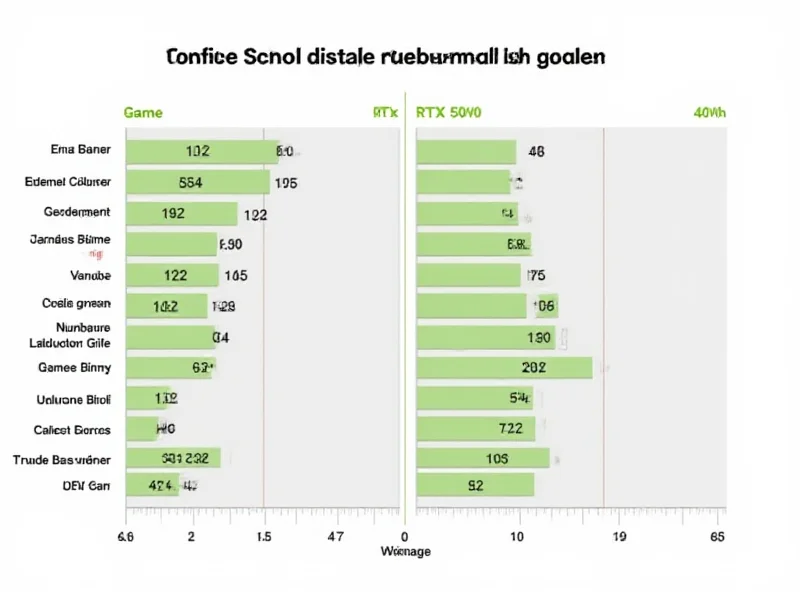A comparison chart showing the performance of the RTX 5070 versus the RTX 4070 Super in various games, highlighting the minimal performance difference.