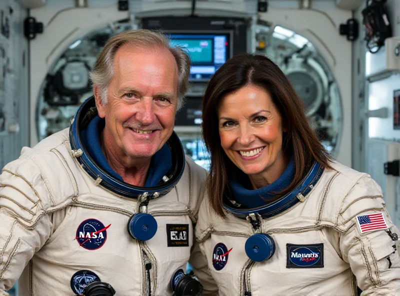 Astronauts Wilmore and Williams in space suits smiling.