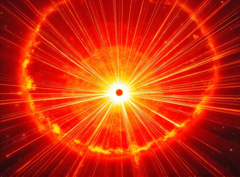 Illustration of a coronal hole on the sun's surface emitting solar wind.