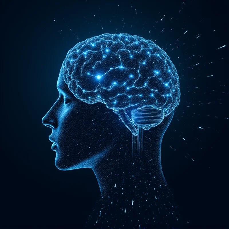 Abstract image representing artificial intelligence, with glowing circuits and binary code.