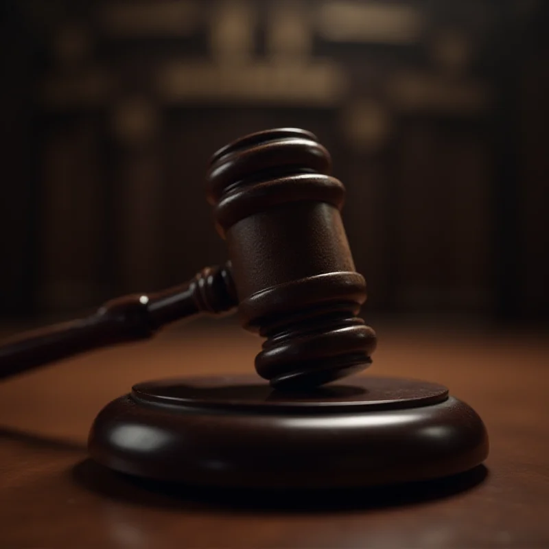 A gavel slamming down on a sound block, symbolizing justice and legal consequences for the accused surgeon in France.