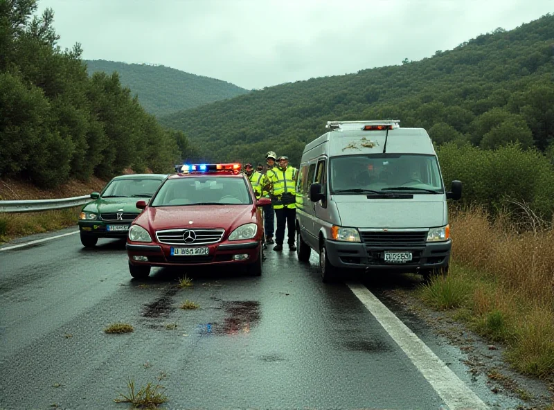Wreckage of a car and van after a head-on collision on a highway in Castellón, Spain.