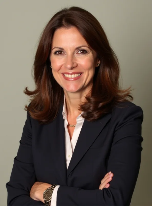 A portrait of Isabel Díaz Ayuso, President of the Community of Madrid, smiling confidently during a press conference.