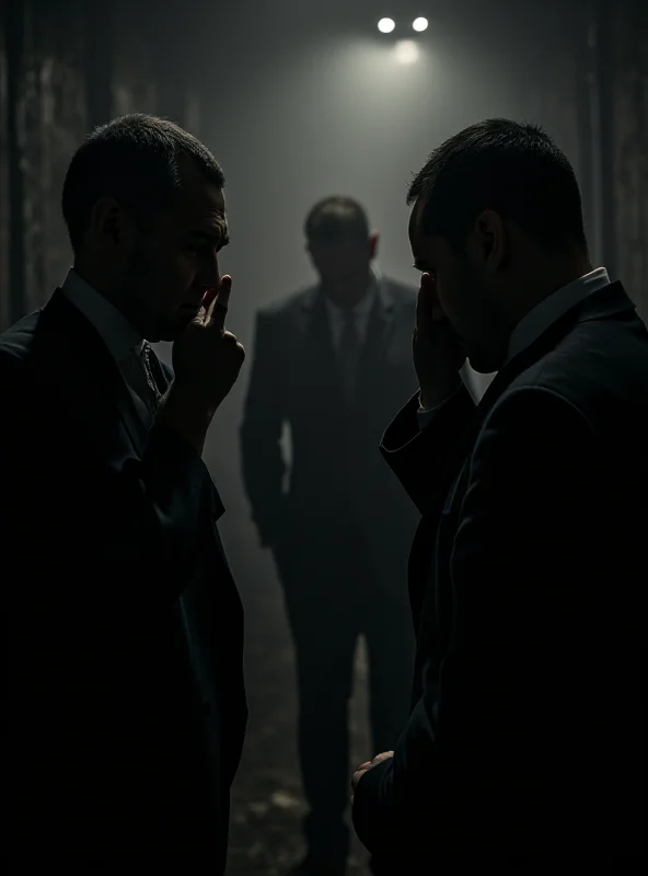 Illustration of shadowy figures representing lobbyists whispering into the ears of politicians