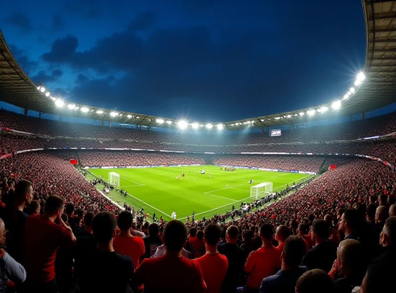 A packed stadium with cheering fans during a Champions League match.