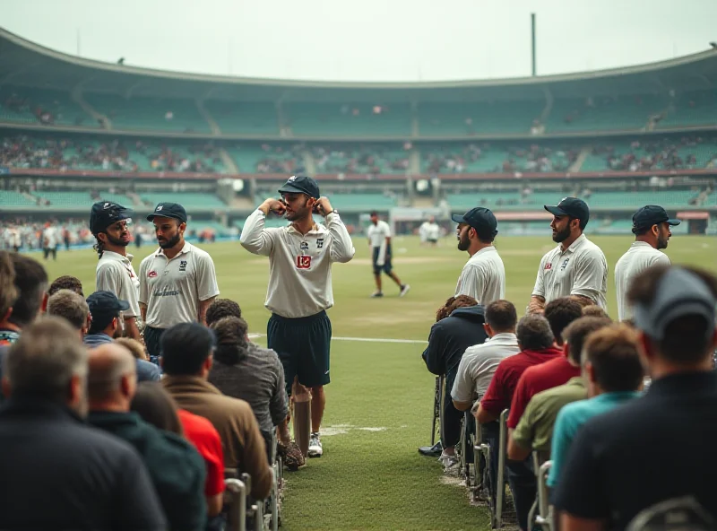 A cricket match in Karachi, Pakistan, with the England team visibly disappointed after a loss.