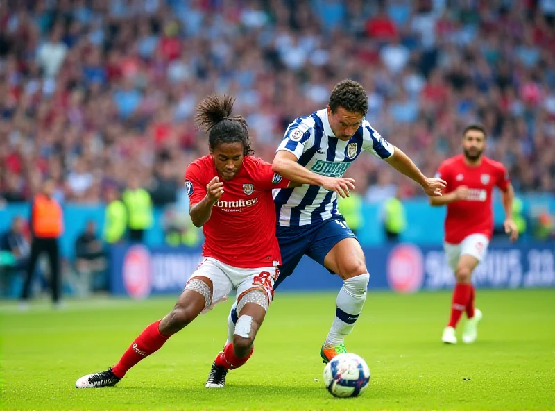 Soccer players battling for the ball during a La Liga match.