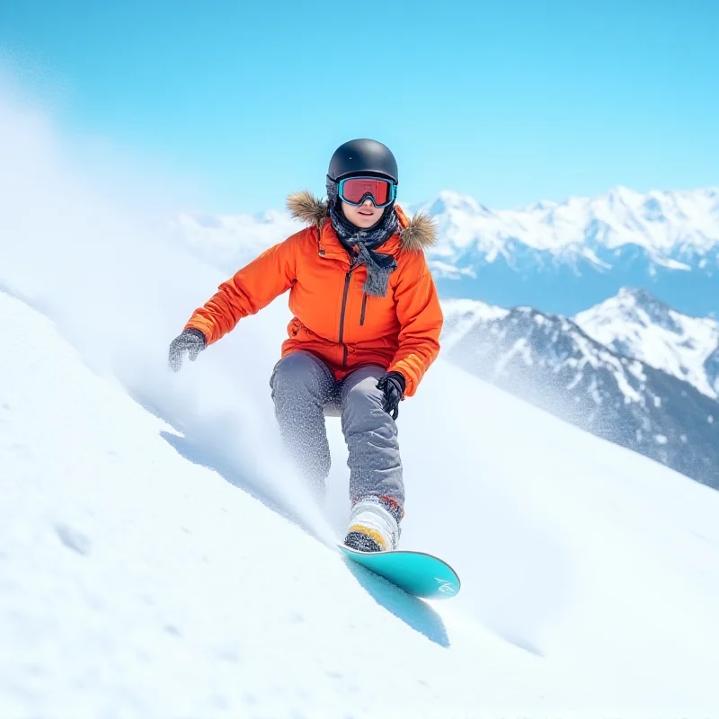 Ester Ledecká snowboarding down a mountain, wearing a helmet and goggles