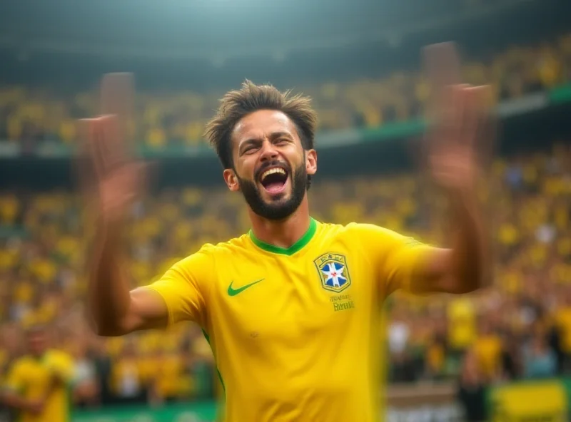 Neymar in Brazil jersey celebrating a goal