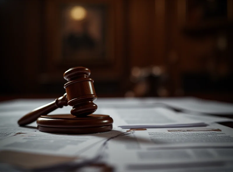 Courtroom scene with documents and a gavel, suggesting the Chievo Verona trial.