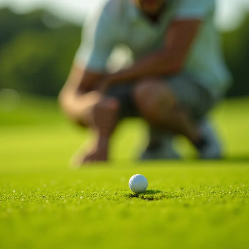 Golfer using AimPoint technique on the green