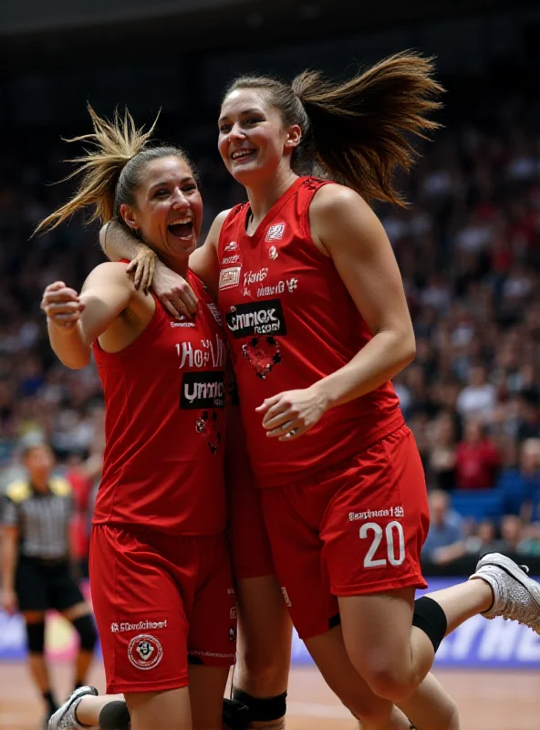 Image of the Lázně Kynžvart handball team celebrating a victory on the court.
