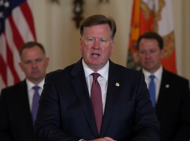 Ron DeSantis speaking at a podium