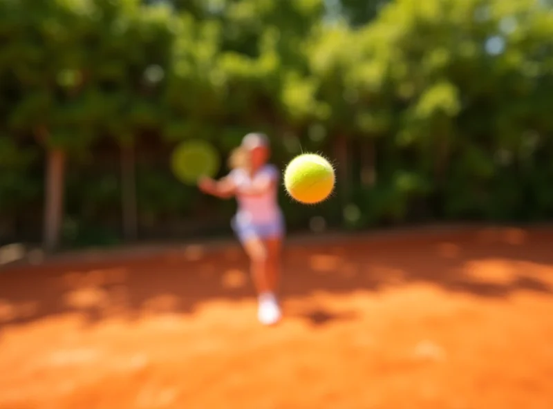 A tennis player hitting a forehand on a clay court