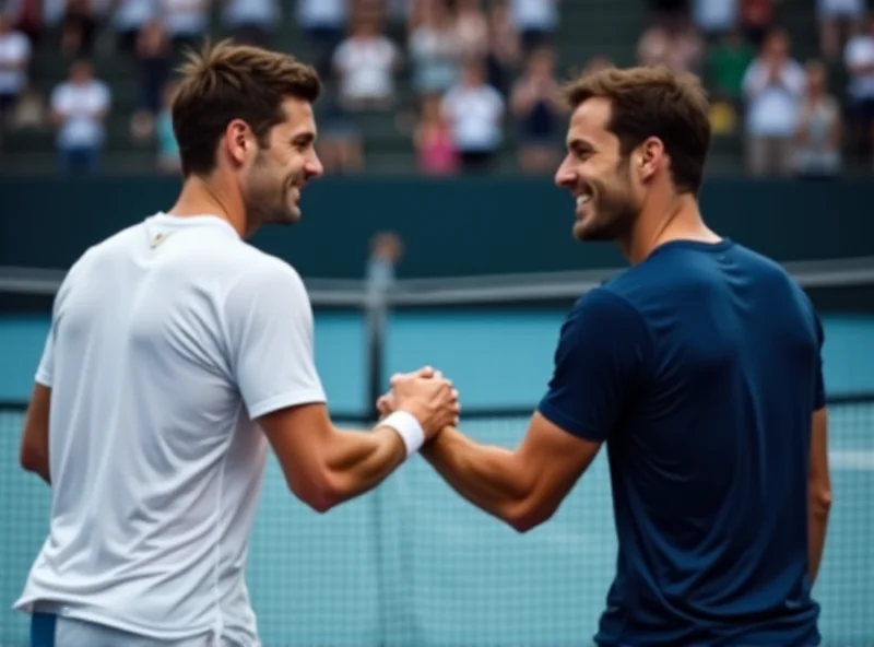 Tennis players shaking hands after a match