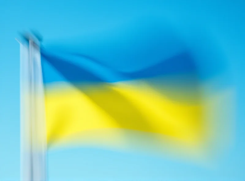 Close-up of the Ukrainian flag waving in the wind, symbolizing resilience and determination.