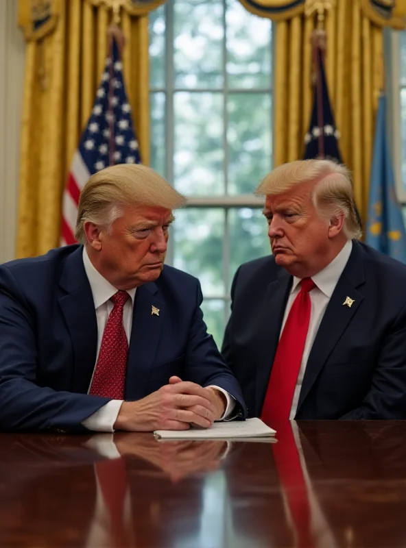 Volodymyr Zelenskyy and Donald Trump sitting at a long table in the Oval Office, looking tense.