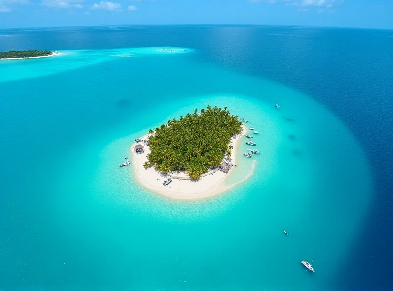 Image of the Chagos Islands, a tropical archipelago with palm trees and turquoise waters.