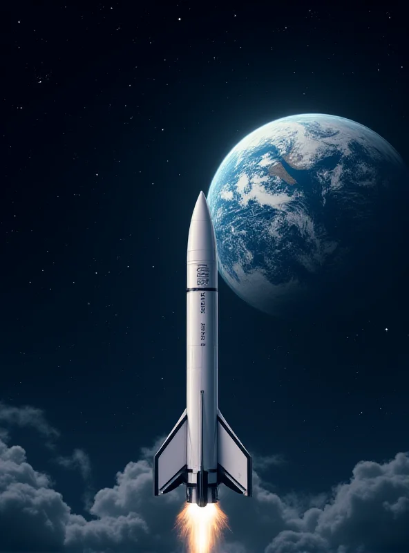Illustration of a Starship rocket in space with Earth in the background