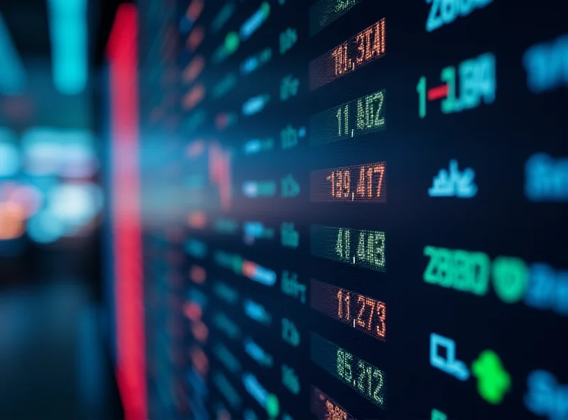 Close-up of stock ticker display board