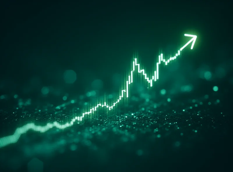 A stylized graph showing a stock price dipping and then rising sharply.