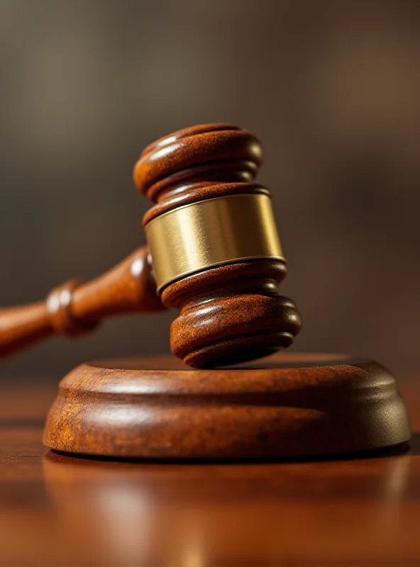 A gavel resting on a sound block in a courtroom setting, symbolizing the judicial process and decisions made in court.