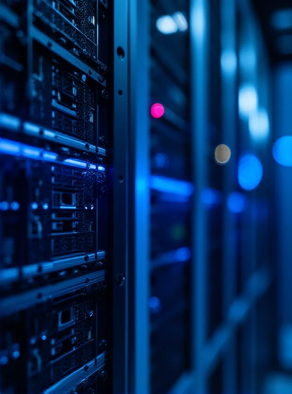 Close-up of a Super Micro server rack in a data center.