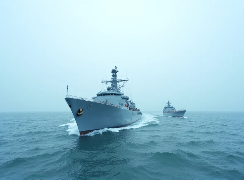 Russian warship escorting cargo ship