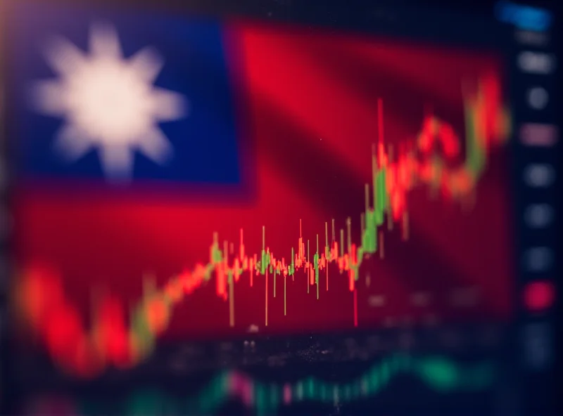 Stock market graph showing upward trend with Taiwan flag in the background