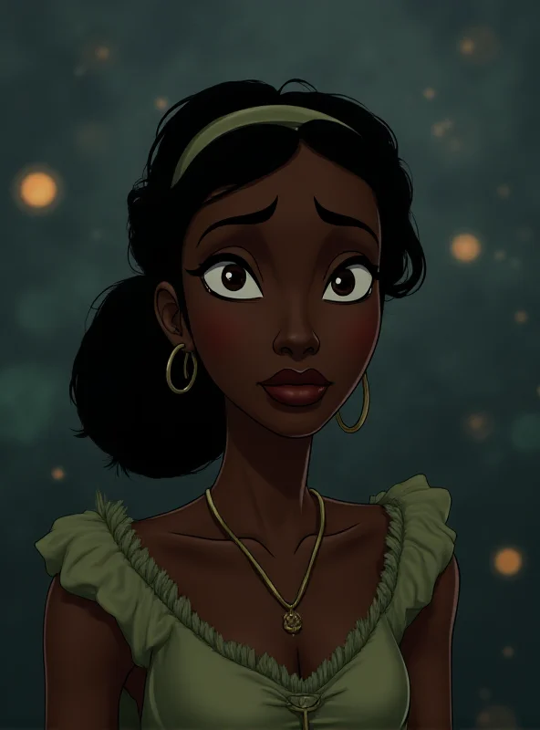 Illustration of Princess Tiana looking disappointed in front of a Disney+ logo.