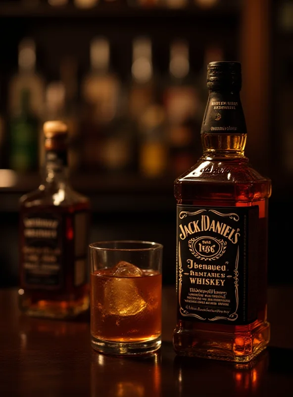 A bottle of Jack Daniel's whiskey on a bar.