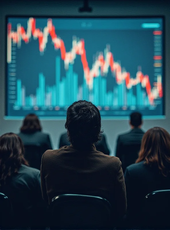 Stock market graph showing a downward trend with worried investors