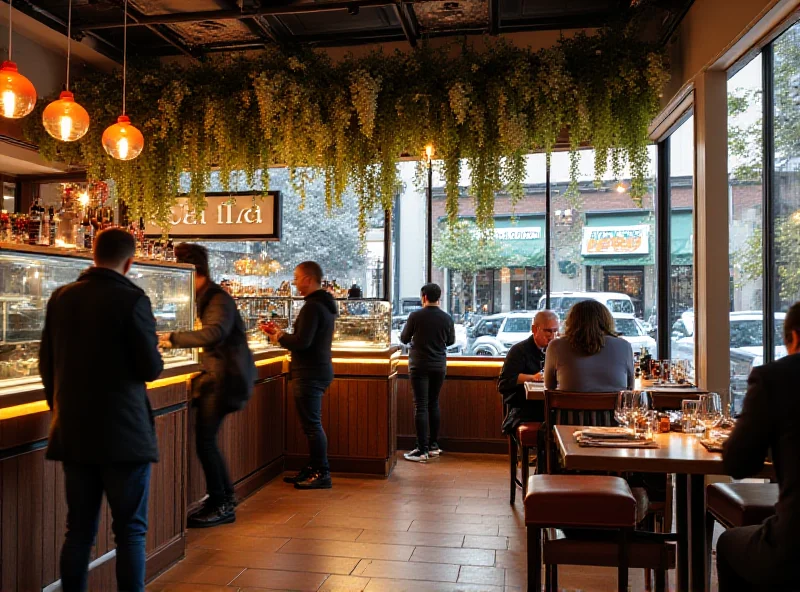 A modern, bustling Cava restaurant with outdoor seating