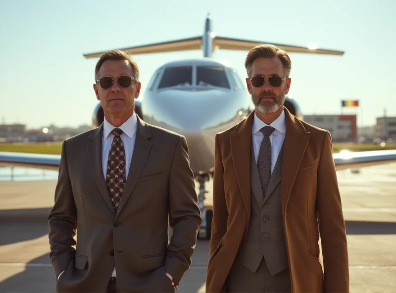 Andrew and Tristan Tate standing near a private jet.