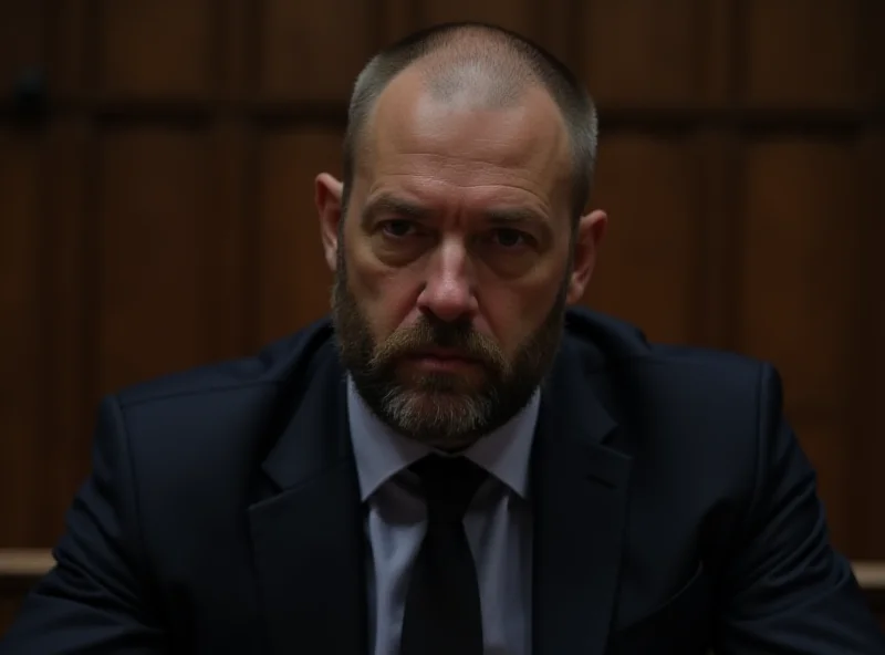 Andrew Tate in a suit looking serious in court.