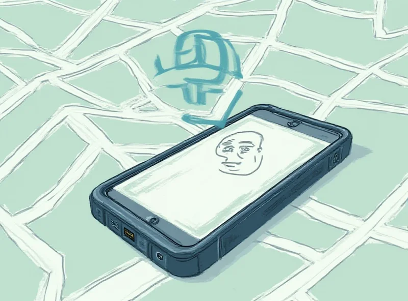 Illustration of a smartphone with Bluetooth symbol overlaid on a map, suggesting potential tracking.