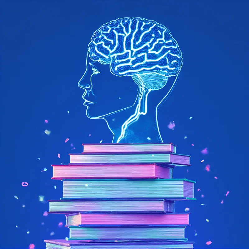 A stylized image representing AI consuming books, suggesting the concept of AI learning from vast amounts of text.