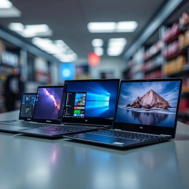 Montage of various laptops from different brands and categories (gaming, ultrabook, 2-in-1), showcasing diverse options for consumers.