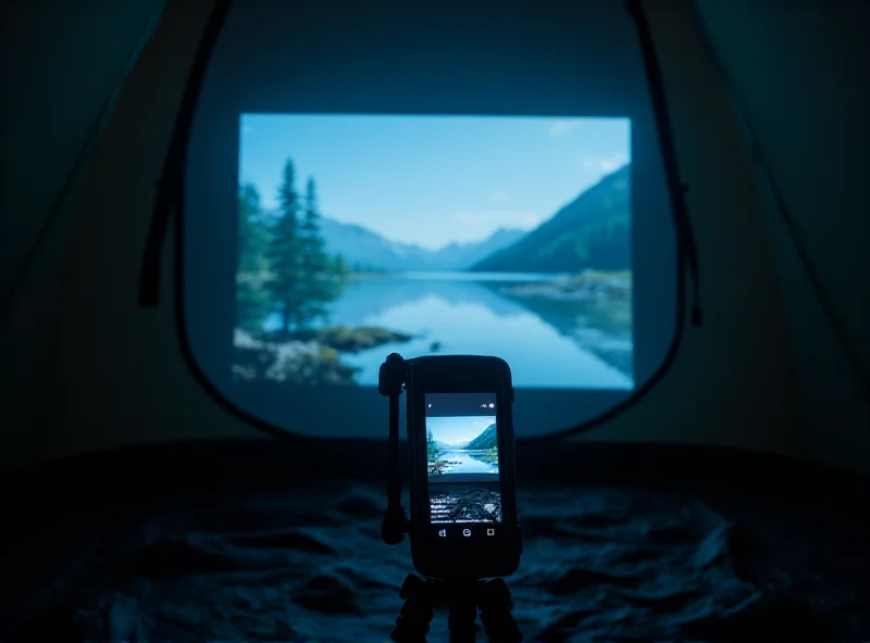 Ulefone rugged phone projecting an image on a tent wall