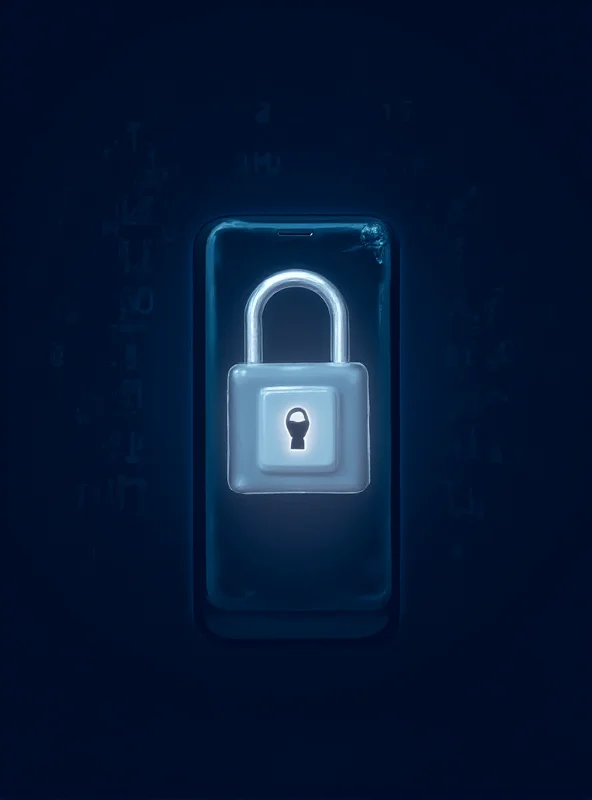 Illustration of an iPhone with a padlock on the screen, representing Apple's commitment to data encryption and user privacy.