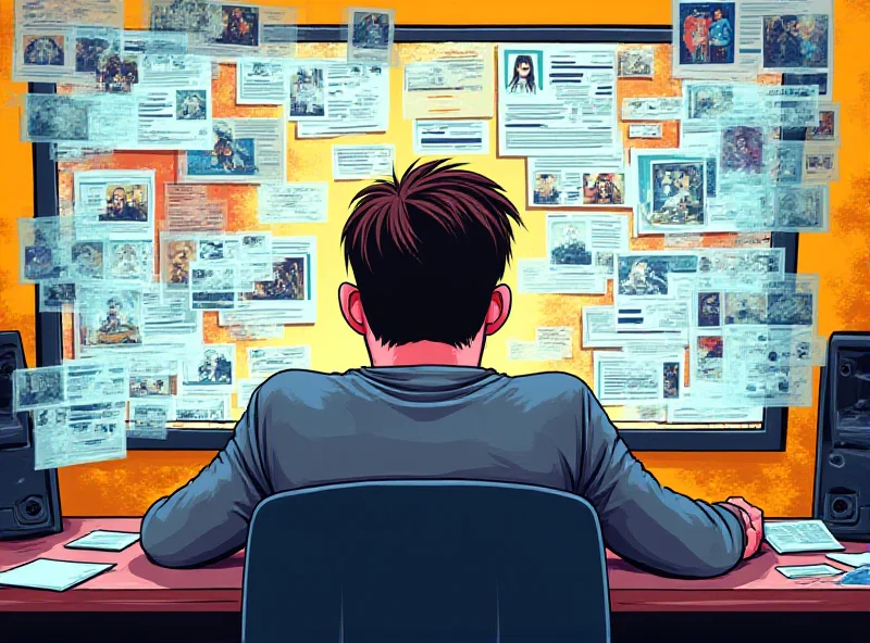 Frustrated user surrounded by pop-up ads on a website