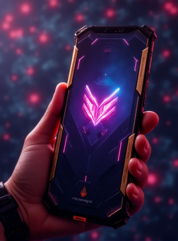 A sleek, futuristic gaming phone with gold accents and a vibrant display, showcasing its high-end design and gaming capabilities.