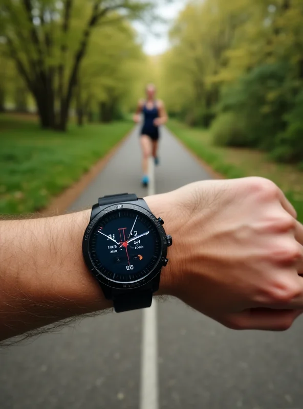 A person looking at their OnePlus Watch 3 while exercising outdoors, showcasing its fitness tracking capabilities.