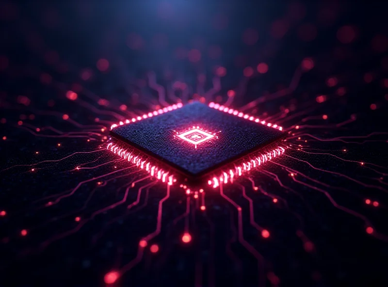 A high-tech futuristic graphic showcasing the Snapdragon 8 Elite chip with lines representing connectivity and data flow.